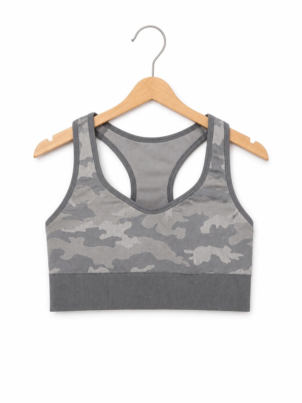 Member's Mark Seamless Racerback Sports Bra Medium Gray Camo Camouflage